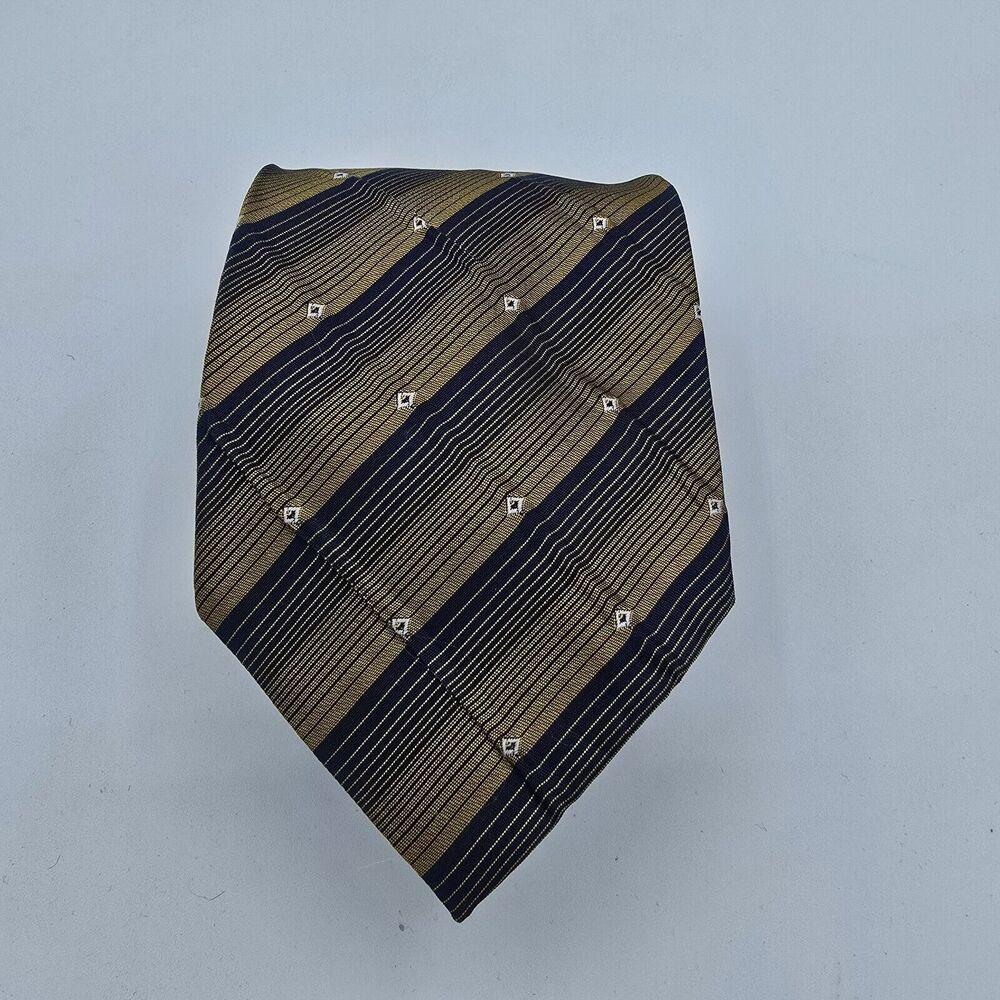 Mens Necktie Ming Tailang 100% Silk  Brown Black Striped Necktie, Size 56 By 4